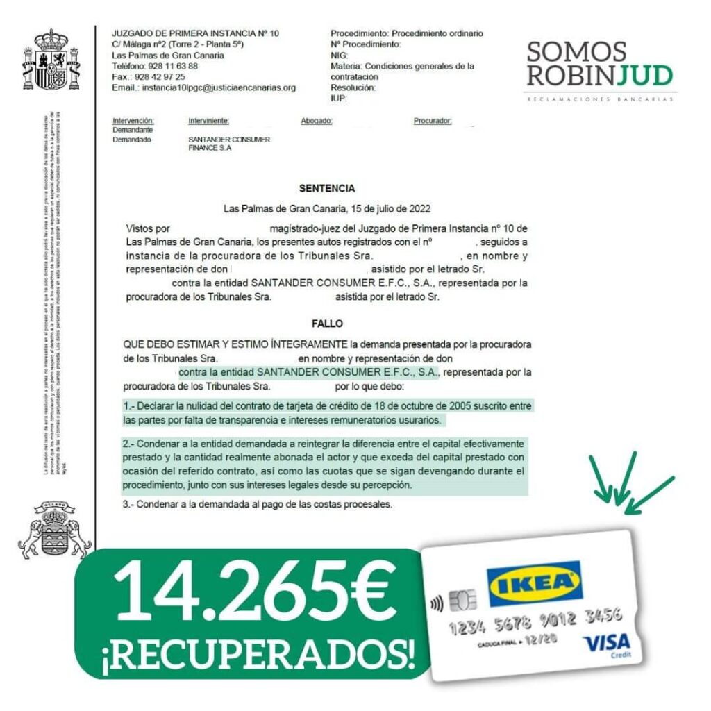 ¡Recuperados 14.265€ de una Tarjeta Revolving IKEA!